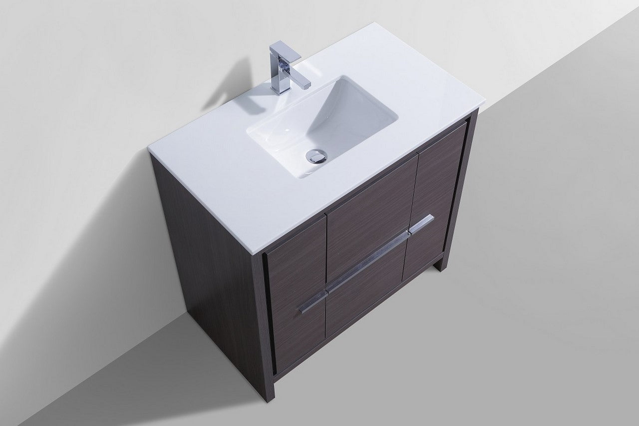 Kube Bath Dolce 36" Floor Mount Bathroom Vanity With Quartz Countertop With 2 Doors And 2 Drawers