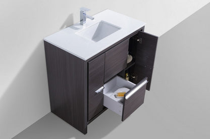 Kube Bath Dolce 36" Floor Mount Bathroom Vanity With Quartz Countertop With 2 Doors And 2 Drawers