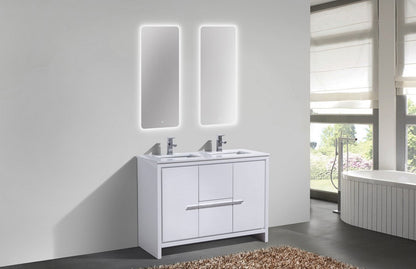 Kube Bath Dolce 48" Double Sink Floor Mount Bathroom Vanity With White Quartz Countertop With 2 Doors And 2 Drawers