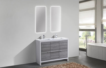 Kube Bath Dolce 48" Double Sink Floor Mount Bathroom Vanity With White Quartz Countertop With 2 Doors And 2 Drawers