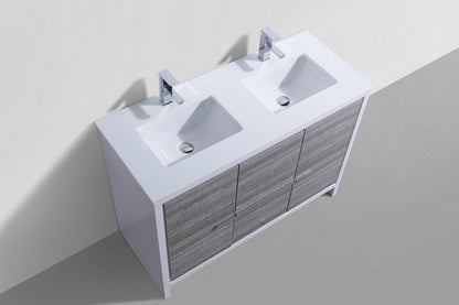 Kube Bath Dolce 48" Double Sink Floor Mount Bathroom Vanity With White Quartz Countertop With 2 Doors And 2 Drawers