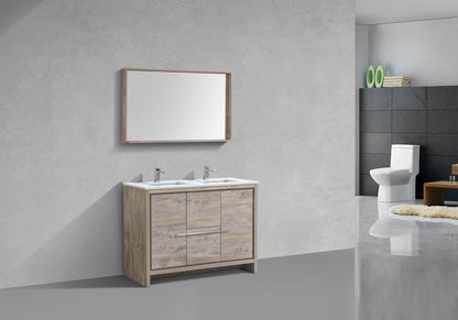 Kube Bath Dolce 48" Double Sink Floor Mount Bathroom Vanity With White Quartz Countertop With 2 Doors And 2 Drawers