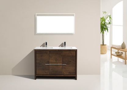 Kube Bath Dolce 48" Double Sink Floor Mount Bathroom Vanity With White Quartz Countertop With 2 Doors And 2 Drawers