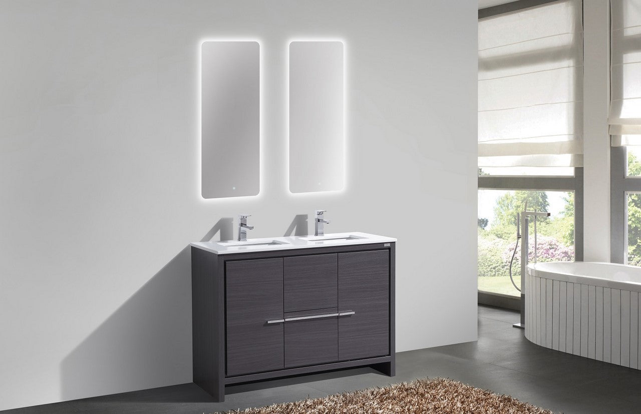 Kube Bath Dolce 48" Double Sink Floor Mount Bathroom Vanity With White Quartz Countertop With 2 Doors And 2 Drawers