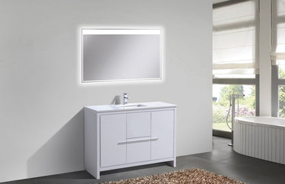 Kube Bath Dolce 48" Single Sink Floor Mount Bathroom Vanity With White Quartz Countertop With 2 Doors And 2 Drawers