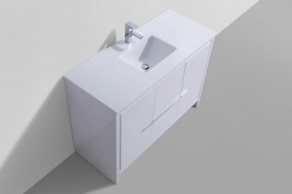 Kube Bath Dolce 48" Single Sink Floor Mount Bathroom Vanity With White Quartz Countertop With 2 Doors And 2 Drawers