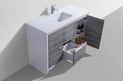 Kube Bath Dolce 48" Single Sink Floor Mount Bathroom Vanity With White Quartz Countertop With 2 Doors And 2 Drawers