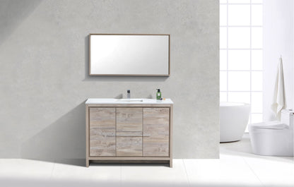 Kube Bath Dolce 48" Single Sink Floor Mount Bathroom Vanity With White Quartz Countertop With 2 Doors And 2 Drawers