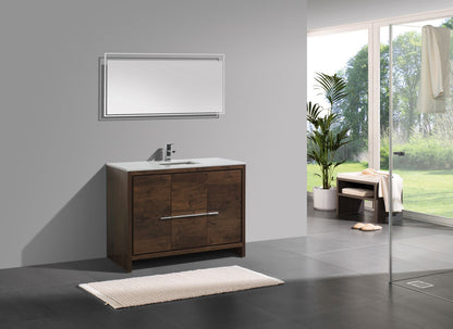 Kube Bath Dolce 48" Single Sink Floor Mount Bathroom Vanity With White Quartz Countertop With 2 Doors And 2 Drawers