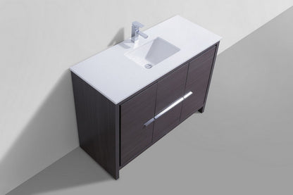 Kube Bath Dolce 48" Single Sink Floor Mount Bathroom Vanity With White Quartz Countertop With 2 Doors And 2 Drawers