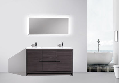 Kube Bath Dolce 60" Double Sink Floor Mount Bathroom Vanity With White Quartz Countertop With 2 Doors And 3 Drawers