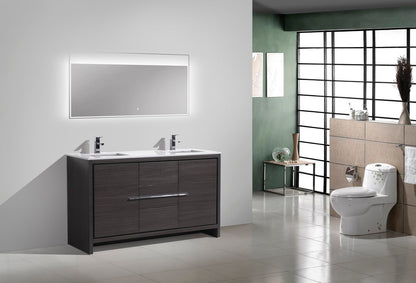 Kube Bath Dolce 60" Double Sink Floor Mount Bathroom Vanity With White Quartz Countertop With 2 Doors And 3 Drawers