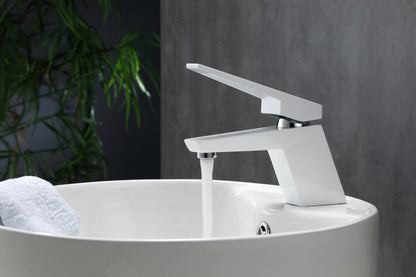 Kube Bath Aqua Siza Single Lever Modern Bathroom Vanity Faucet – White