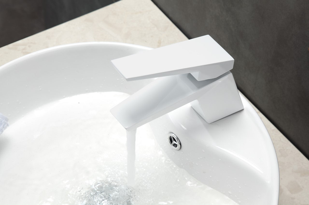 Kube Bath Aqua Siza Single Lever Modern Bathroom Vanity Faucet – White