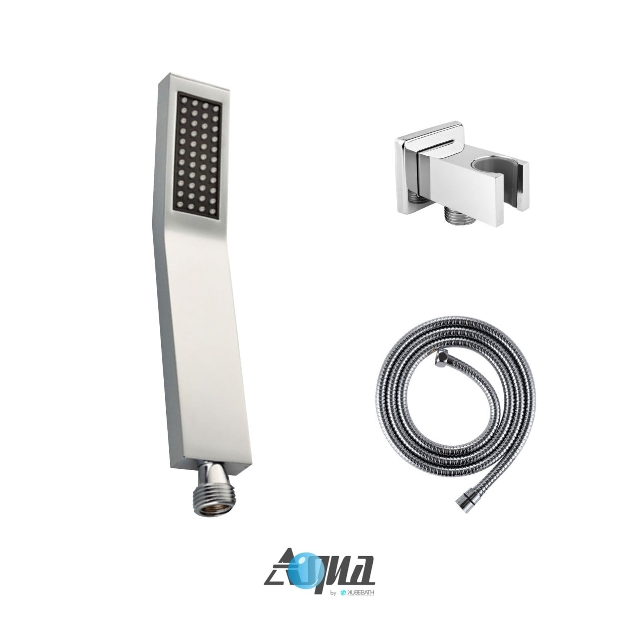 Kube Bath Aqua Piazza Shower Set With 8" Ceiling Mount Square Rain Shower, Handheld and 4 Body Jets Chrome