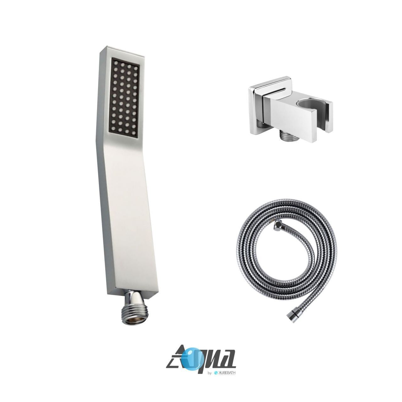 Kube Bath Aqua Piazza Shower Set With 12" Square Rain Shower, Handheld and Tub Filler Chrome