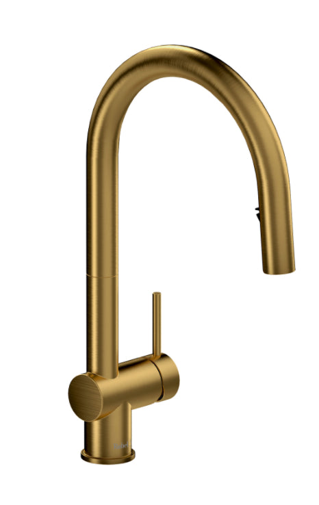 Riobel Azure Modern 16 5/8" Pulldown Kitchen Faucet- Brushed Gold