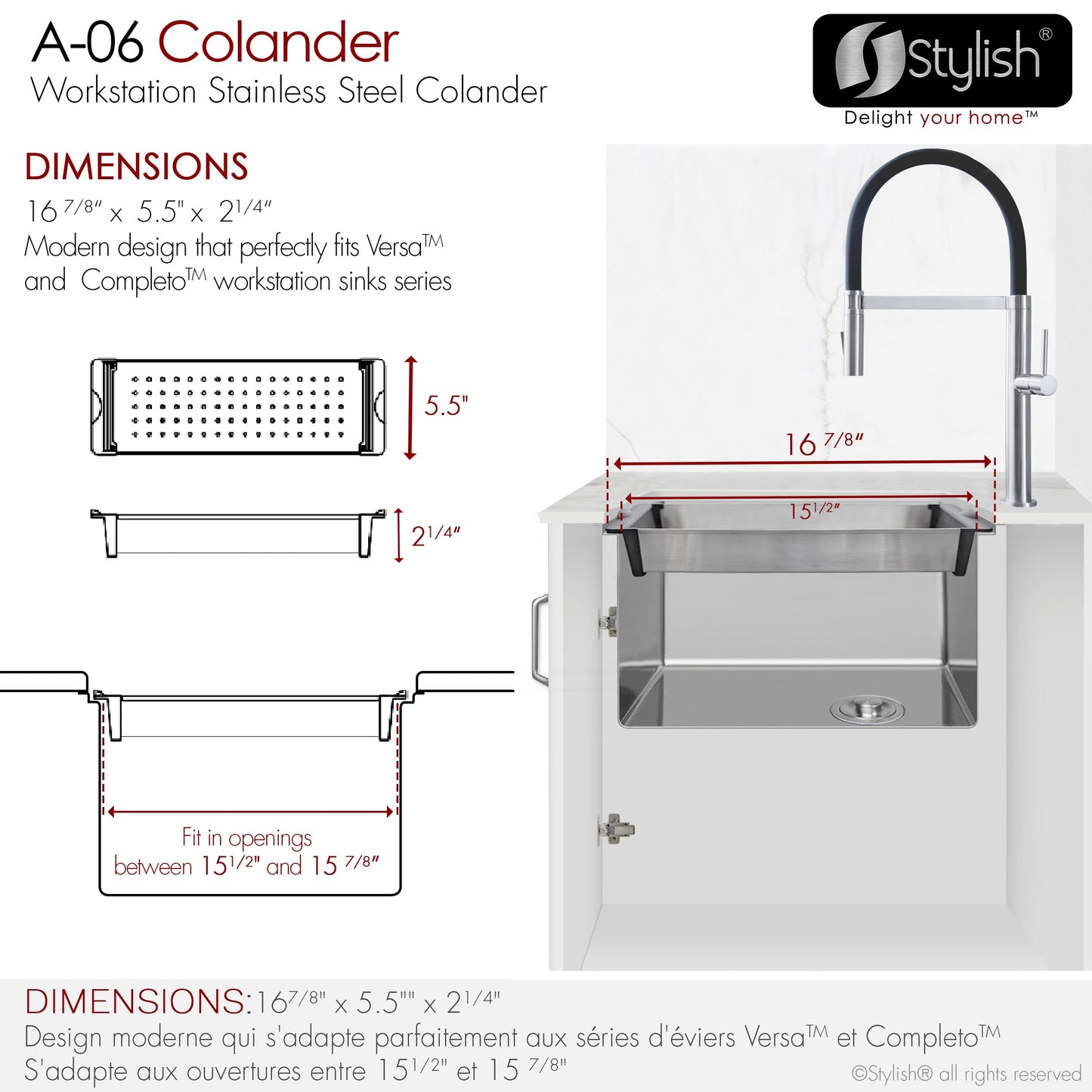 Stylish Stainless Steel Workstation Colander (A-06)