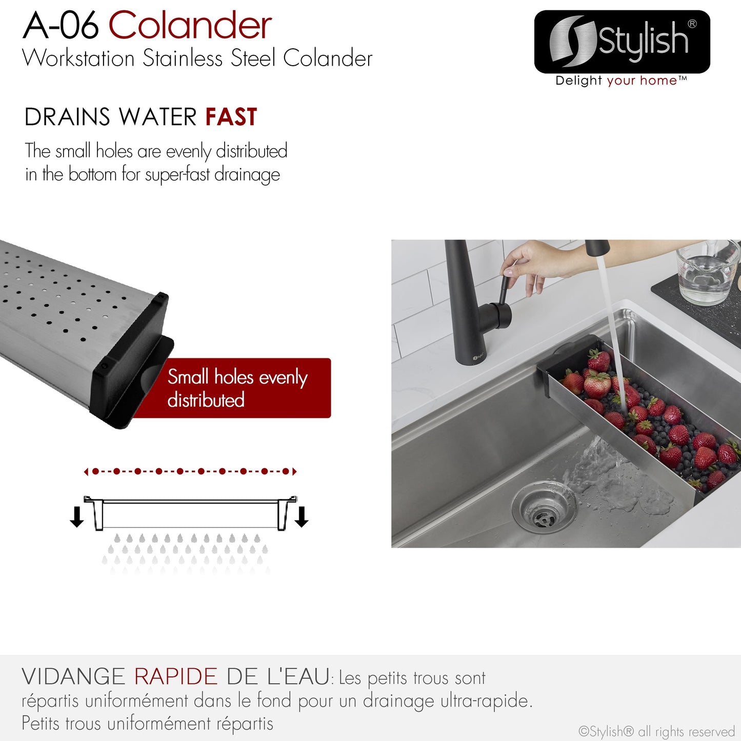 Stylish Stainless Steel Workstation Colander (A-06)