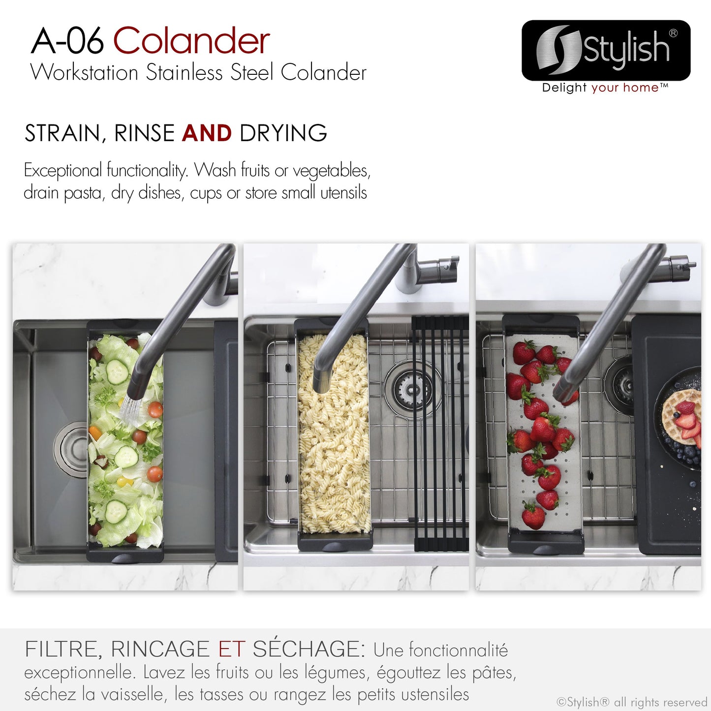 Stylish Stainless Steel Workstation Colander (A-06)