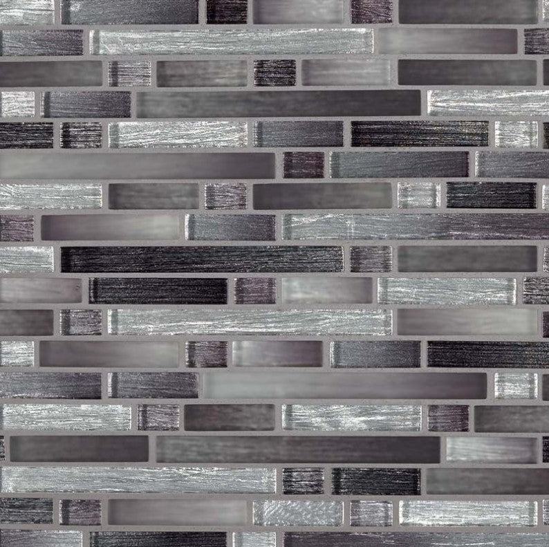 MSI Backsplash and Wall Tile Akaya Nero Interlocking Glass Mosaic Tile 8mm 12" x 12"