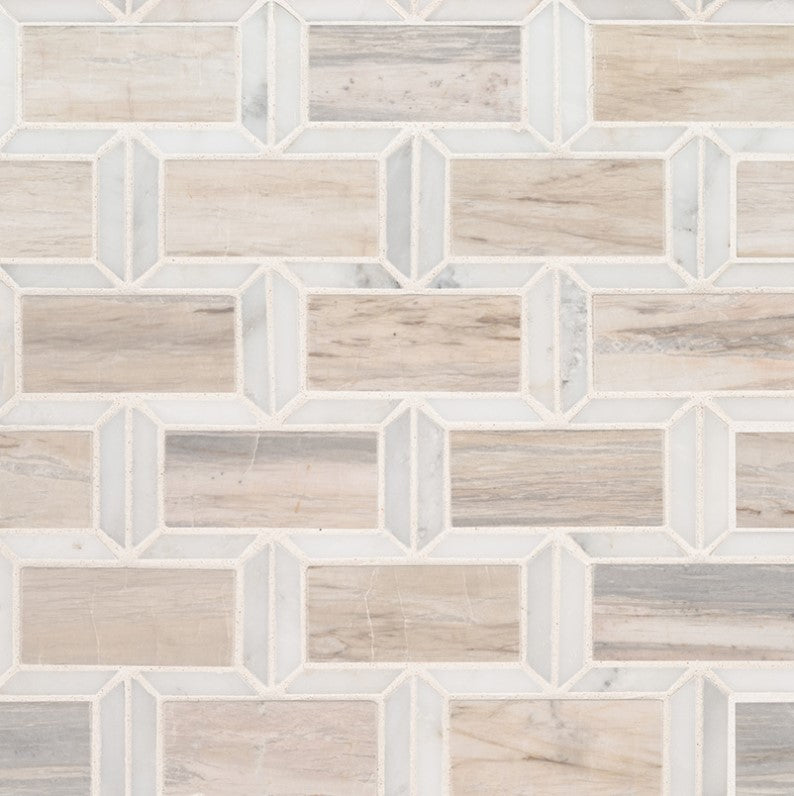MSI Backsplash and Wall Tile Angora Framework Subway Polished 2" x 4" 12" x 12"