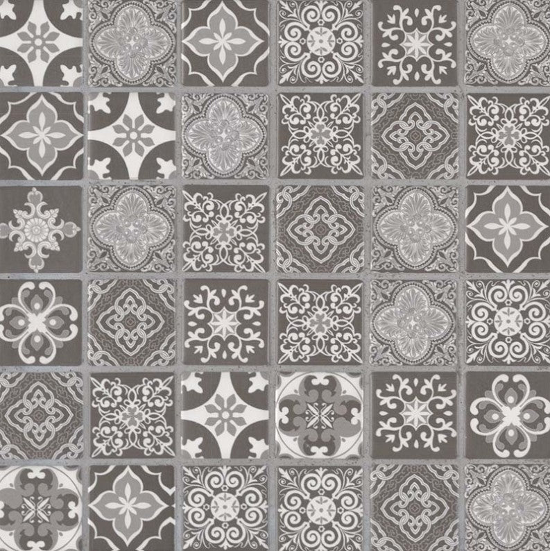 MSI Backsplash and Wall Tile Anya Charcoal Porcelain Tile 2" x 2" 12" x 12"