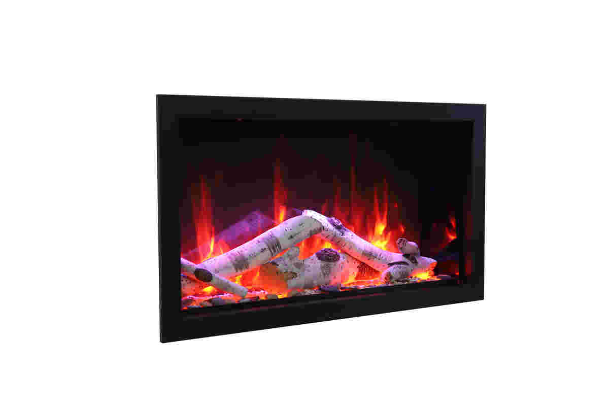 Amantii BI-XX-DEEP-XT – Indoor or Outdoor  Built-in Only Electric Fireplace With Black Steel Surround