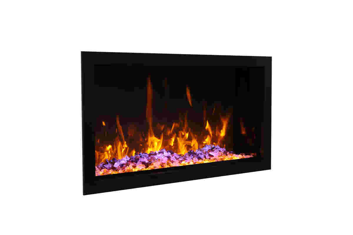 Amantii BI-XX-DEEP-XT – Indoor or Outdoor  Built-in Only Electric Fireplace With Black Steel Surround