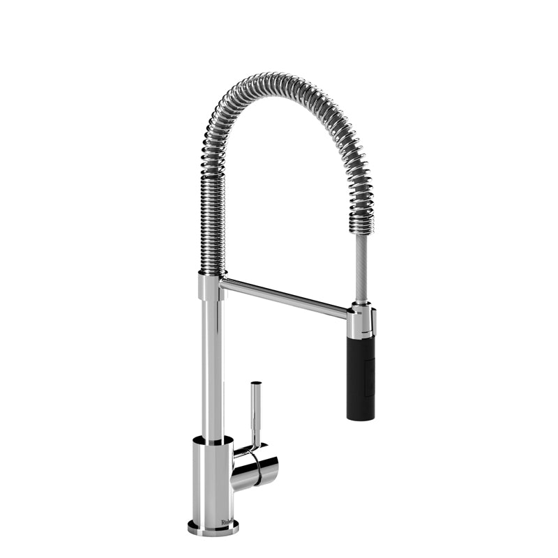 Riobel Bistro 20 3/4" Modern Pulldown Kitchen Faucet 1.5 GPM- Chrome And Black