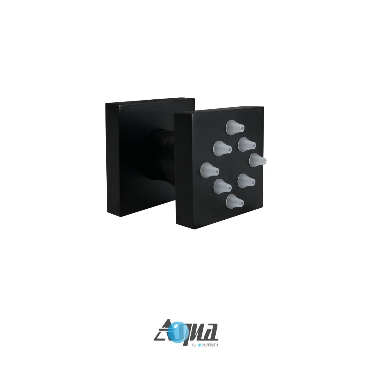 Kube Bath Aqua Piazza Black Shower Set With 12" Ceiling Mount Square Rain Shower, Tub Filler and 4 Body Jets
