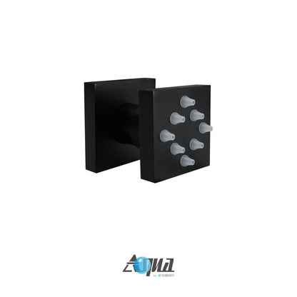 Kube Bath Aqua Piazza Black Shower Set With 12" Ceiling Mount Square Rain Shower, Tub Filler and 4 Body Jets