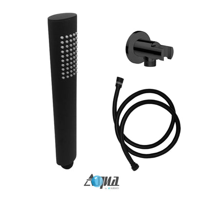 Kube Bath Aqua Rondo Black Shower Set With Ceiling Mount 8" Rain Shower, Handheld and Tub Filler