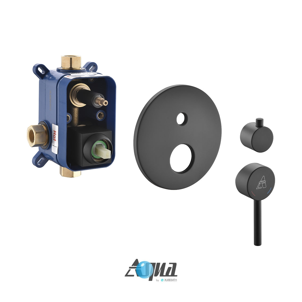 Kube Bath Aqua Rondo Black Shower Set With Ceiling Mount 12" Rain Shower and Tub Filler