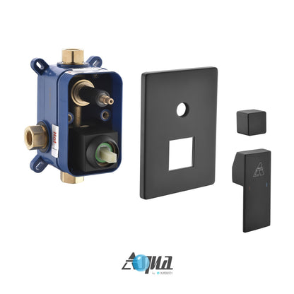 Kube Bath Aqua Piazza Black Shower Set With 12" Ceiling Mount Square Rain Shower and Handheld