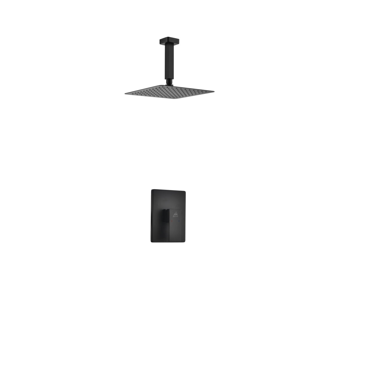 Kube Bath Aqua Piazza Black Shower Set With 8" Ceiling Mount Square Rain Shower