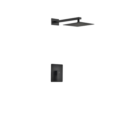 Kube Bath Aqua Piazza Black Shower Set With 8" Square Rain Shower Head