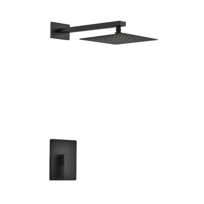 Kube Bath Aqua Piazza Black Shower Set With 12" Square Rain Shower Head