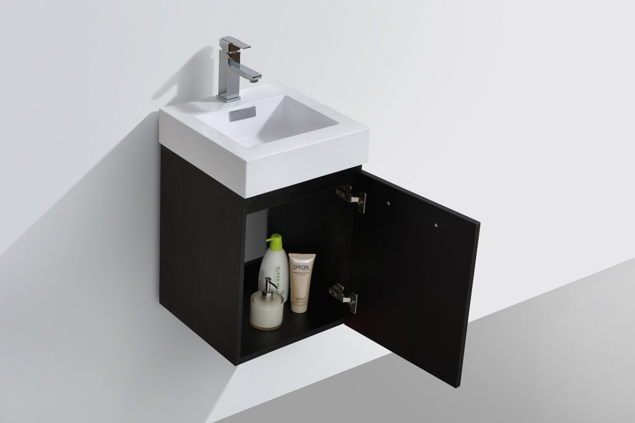 Kube Bath Bliss 16" Wall Mount / Wall Hung Modern Bathroom Vanity With 1 Door and Acrylic Countertop