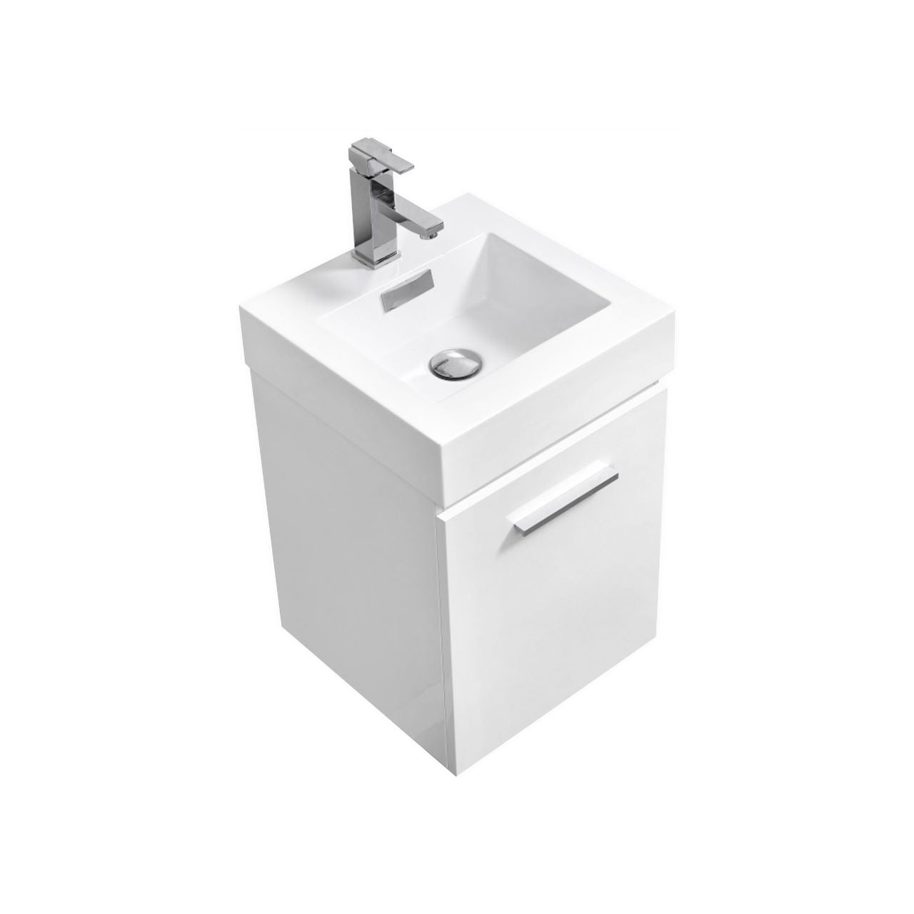 Kube Bath Bliss 16" Wall Mount / Wall Hung Modern Bathroom Vanity With 1 Door and Acrylic Countertop