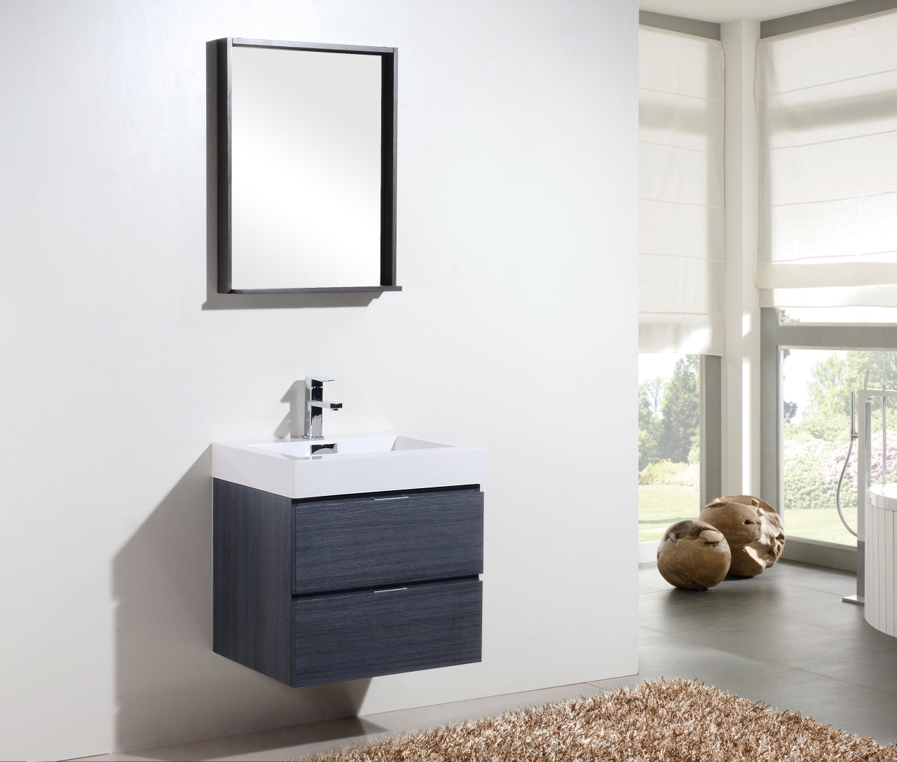 Kube Bath Bliss 24" Wall Mount / Wall Hung Bathroom Vanity With 2 Drawers