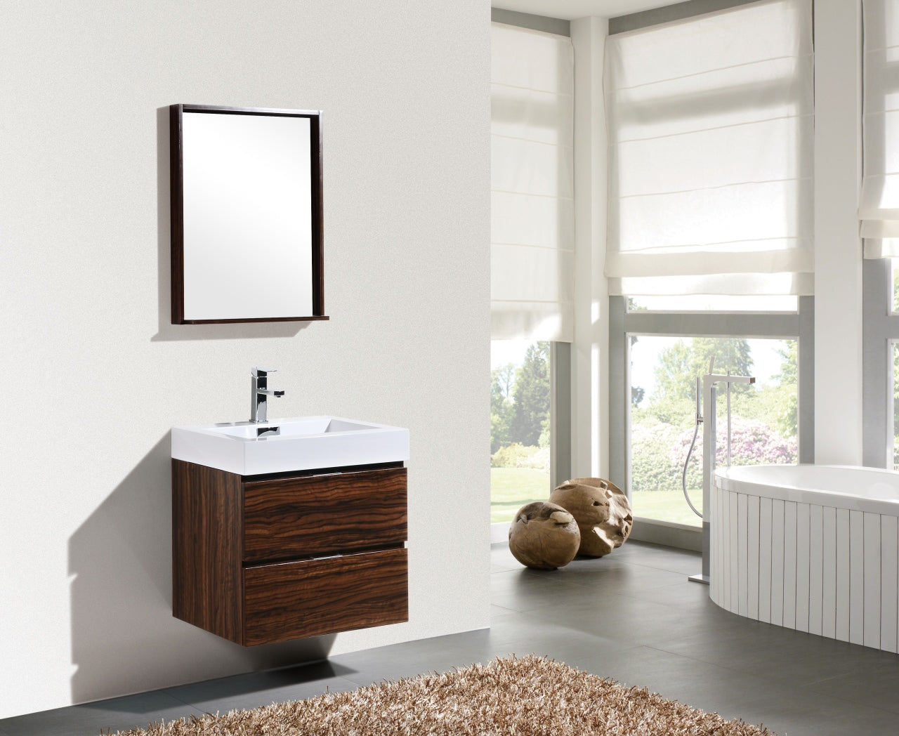 Kube Bath Bliss 24" Wall Mount / Wall Hung Bathroom Vanity With 2 Drawers