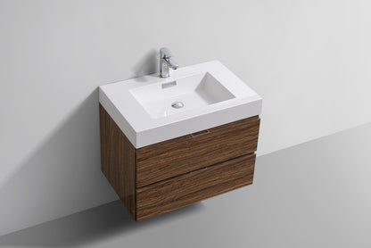 Kube Bath Bliss 30" Wall Mount / Wall Hung Bathroom Vanity With 2 Drawers