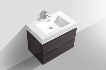 Kube Bath Bliss 30" Wall Mount / Wall Hung Bathroom Vanity With 2 Drawers