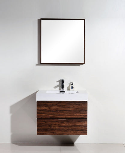 Kube Bath Bliss 30" Wall Mount / Wall Hung Bathroom Vanity With 2 Drawers