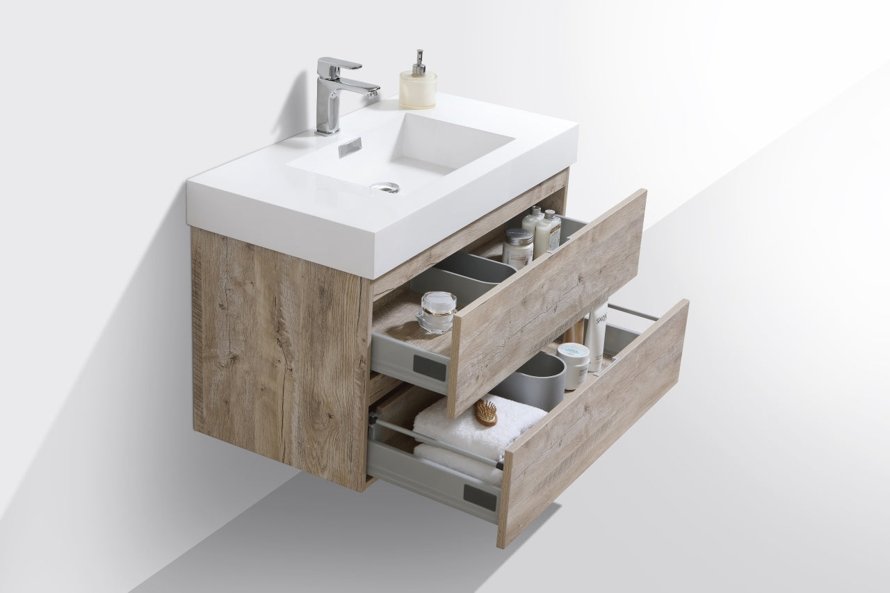 Kube Bath Bliss 36" Wall Mount / Wall Hung Modern Bathroom Vanity With 2 Drawers