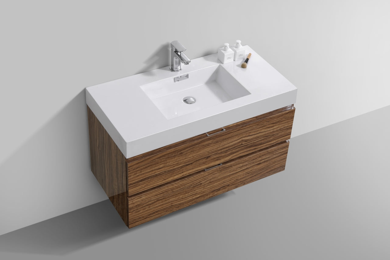 Kube Bath Bliss 40" Wall Mount / Wall Hung Modern Bathroom Vanity With 2 Drawers Acrylic Countertop