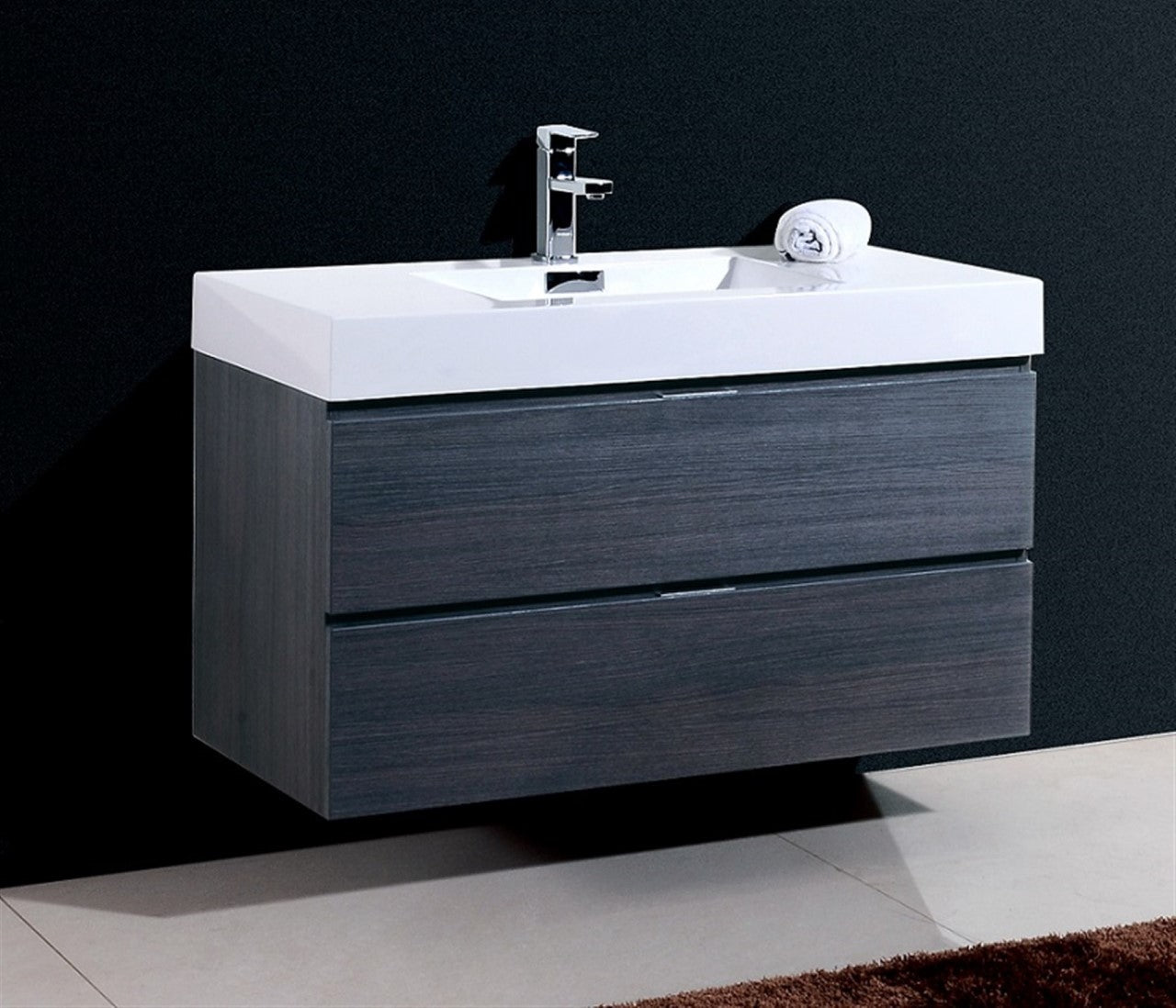 Kube Bath Bliss 40" Wall Mount / Wall Hung Modern Bathroom Vanity With 2 Drawers Acrylic Countertop