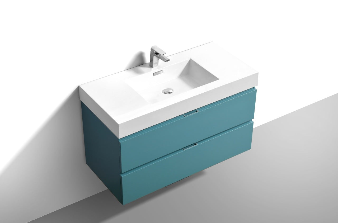 Kube Bath Bliss 40" Wall Mount / Wall Hung Modern Bathroom Vanity With 2 Drawers Acrylic Countertop