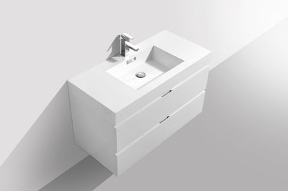 Kube Bath Bliss 40" Wall Mount / Wall Hung Modern Bathroom Vanity With 2 Drawers Acrylic Countertop